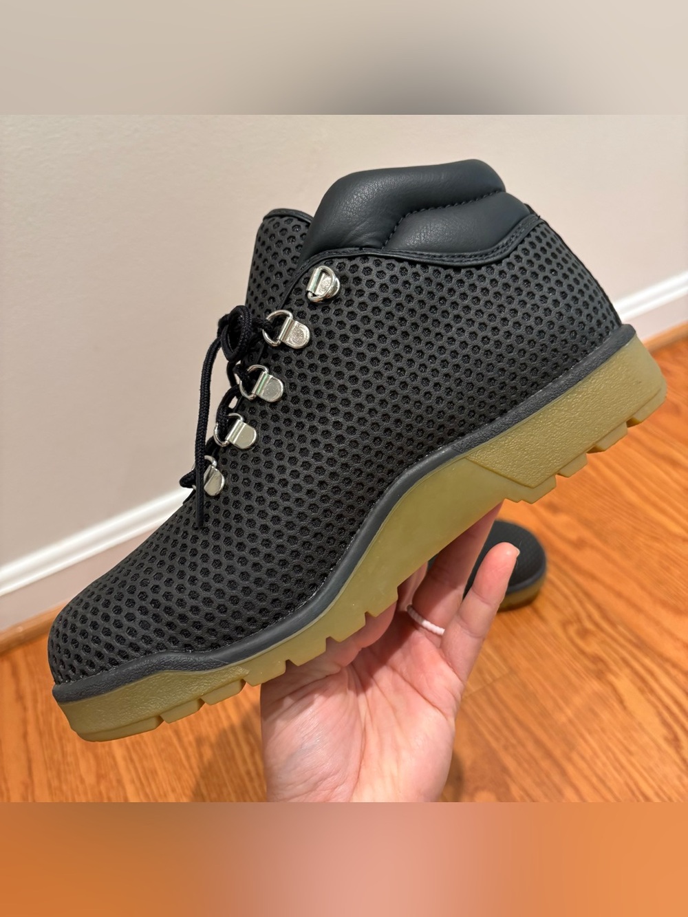 Rare Timberland Vent Tech Boots Size 8.5 Unisex Mesh Hiking Lug Sole Boots Hive - Picture 3 of 11